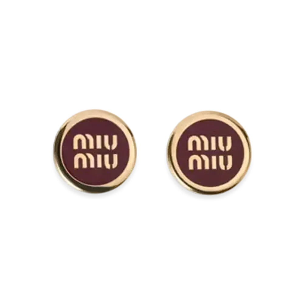 MIUMIU Enameled Metal Earrings "Wine Red"