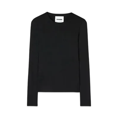 Jil Sander Women's Fluid Viscose Crew-Neck T-Shirt "Black"