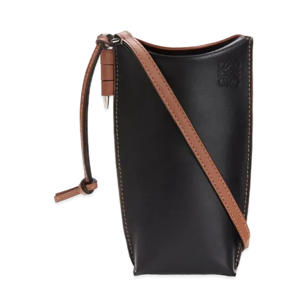 LOEWE Gate Pocket In Soft Calfskin "Black / Tan"