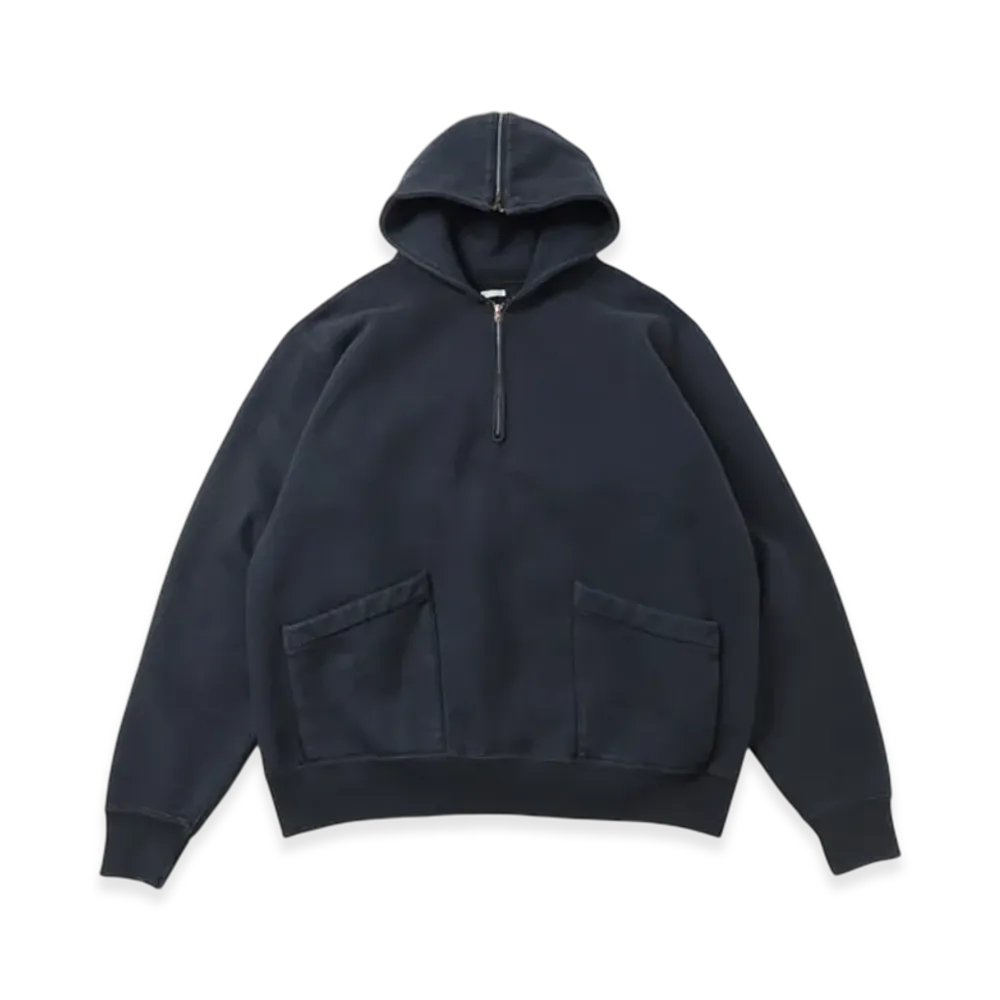 A.PRESSE Vintage Sailor Hood Half Zip Sweatshirt "Black"