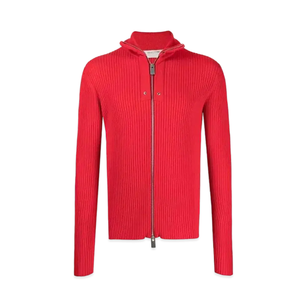 1017 ALYX 9SM Logo-Patch Ribbed-Knit Cardigan "Red"