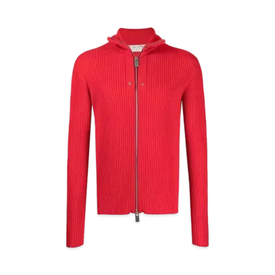 1017 ALYX 9SM Logo-Patch Ribbed-Knit Cardigan "Red"
