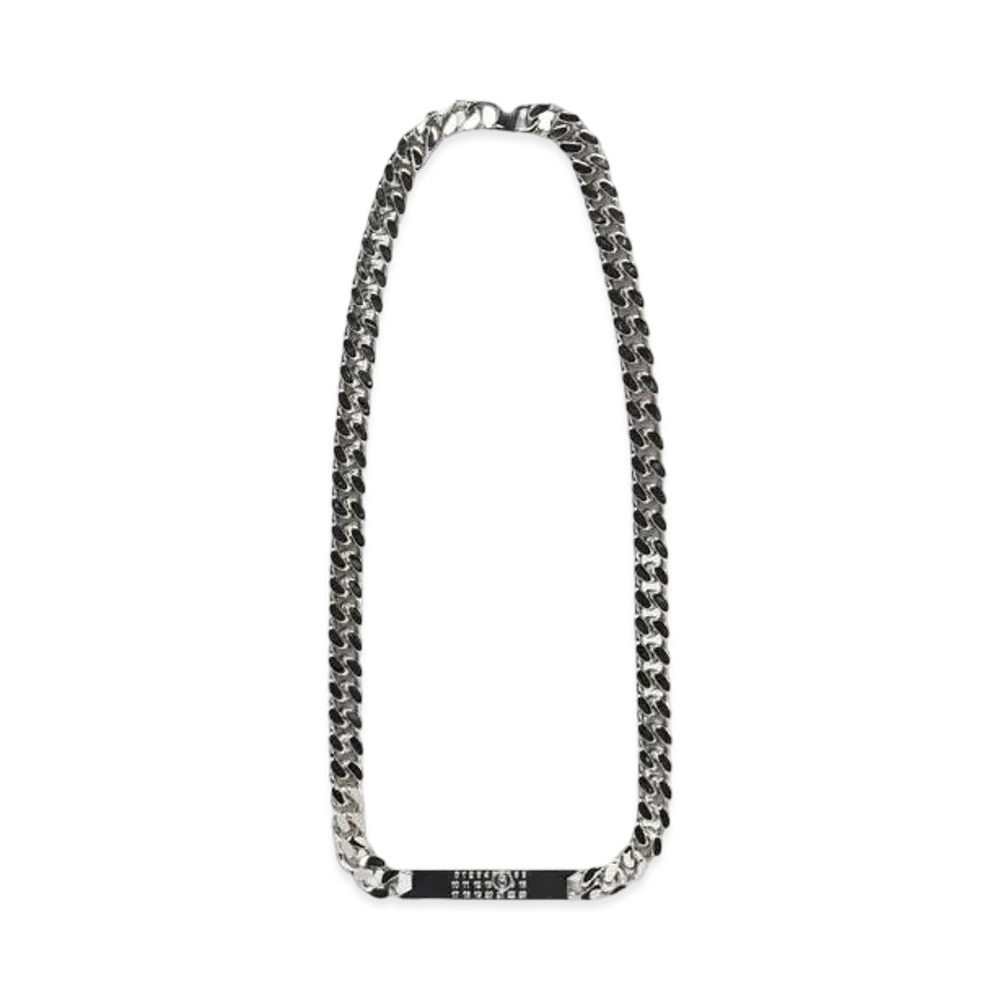 MM6 Maison Margiela Minimal Logo ID Tag Curb Necklace "Palladio Polished"