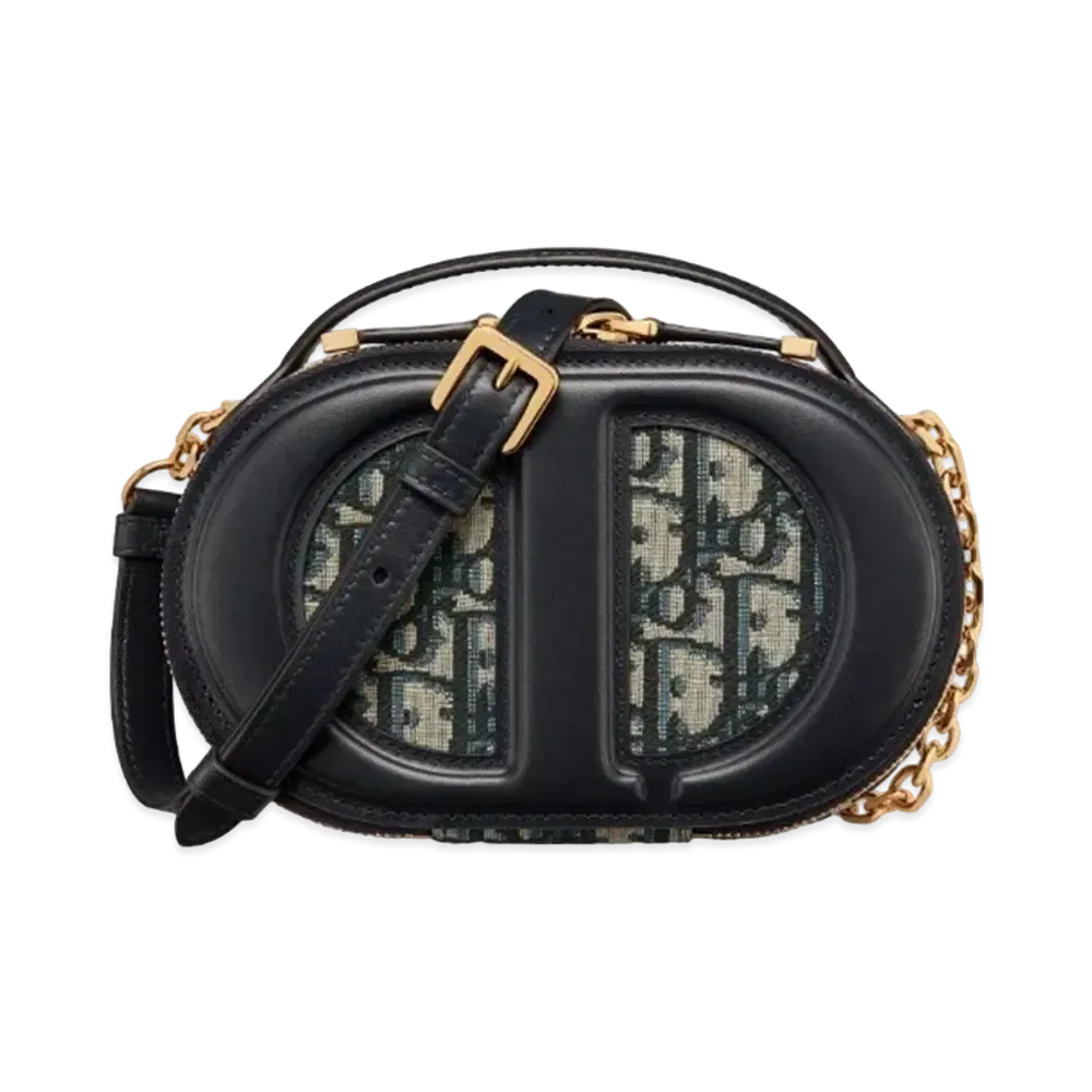 Dior CD Signature Oval Camera Bag Dior Oblique Jacquard "Blue"