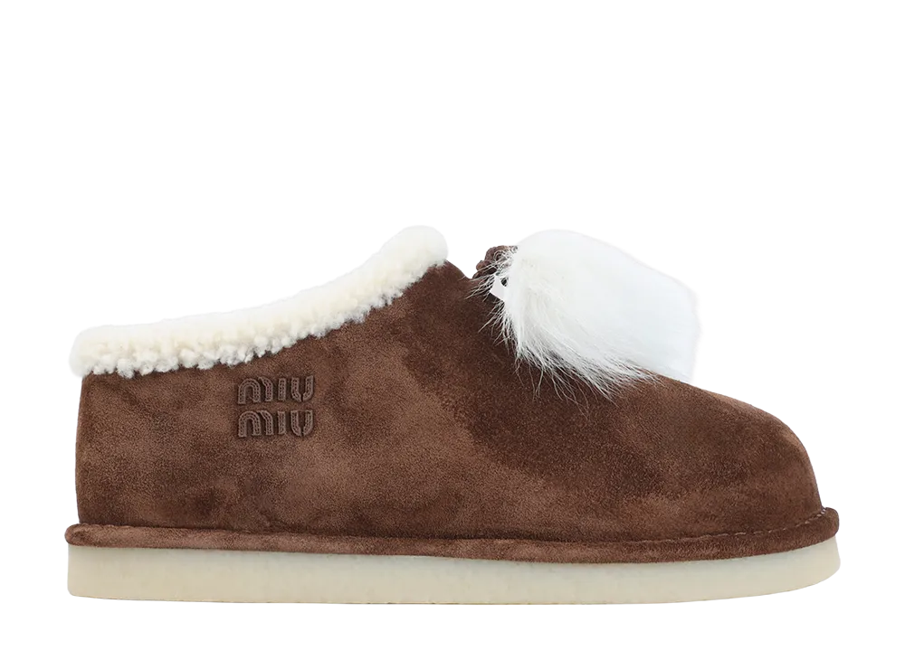 MIU MIU Women's Leather Sabot "Brown"