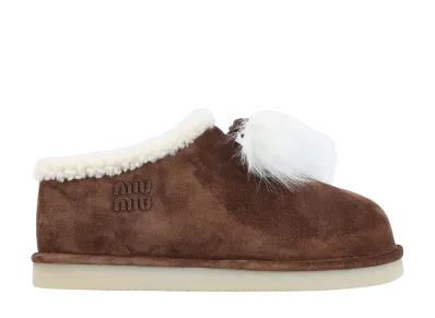 MIU MIU Women's Leather Sabot "Brown"