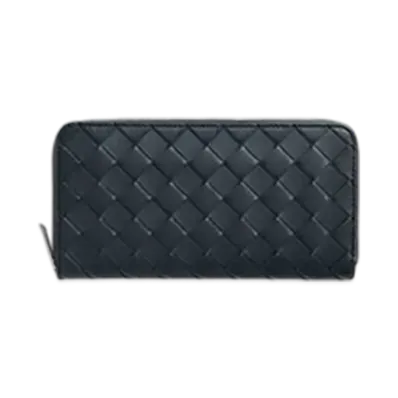 Bottega Veneta Intrecciato Zip Around Wallet "Shadow/Olive Oil"