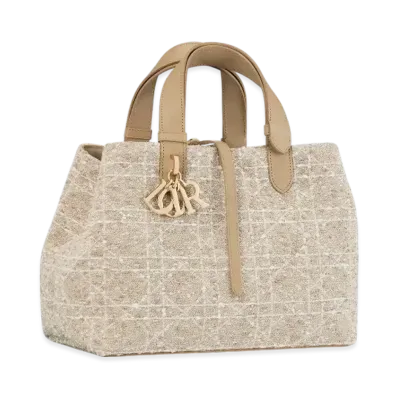 Dior Medium Dior Toujours Bag Tweed with Cannage Motif "Light Biscuit/White"