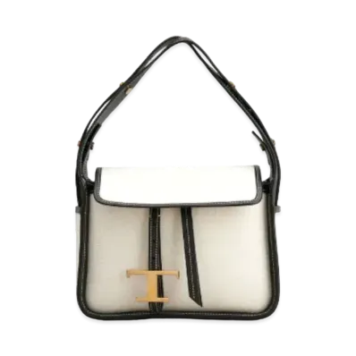 TOD'S Leather & Fabric Bag Mini "White/Black"