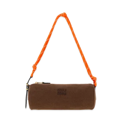MIU MIU Women's Gabardine Shoulder Bag "Brown"