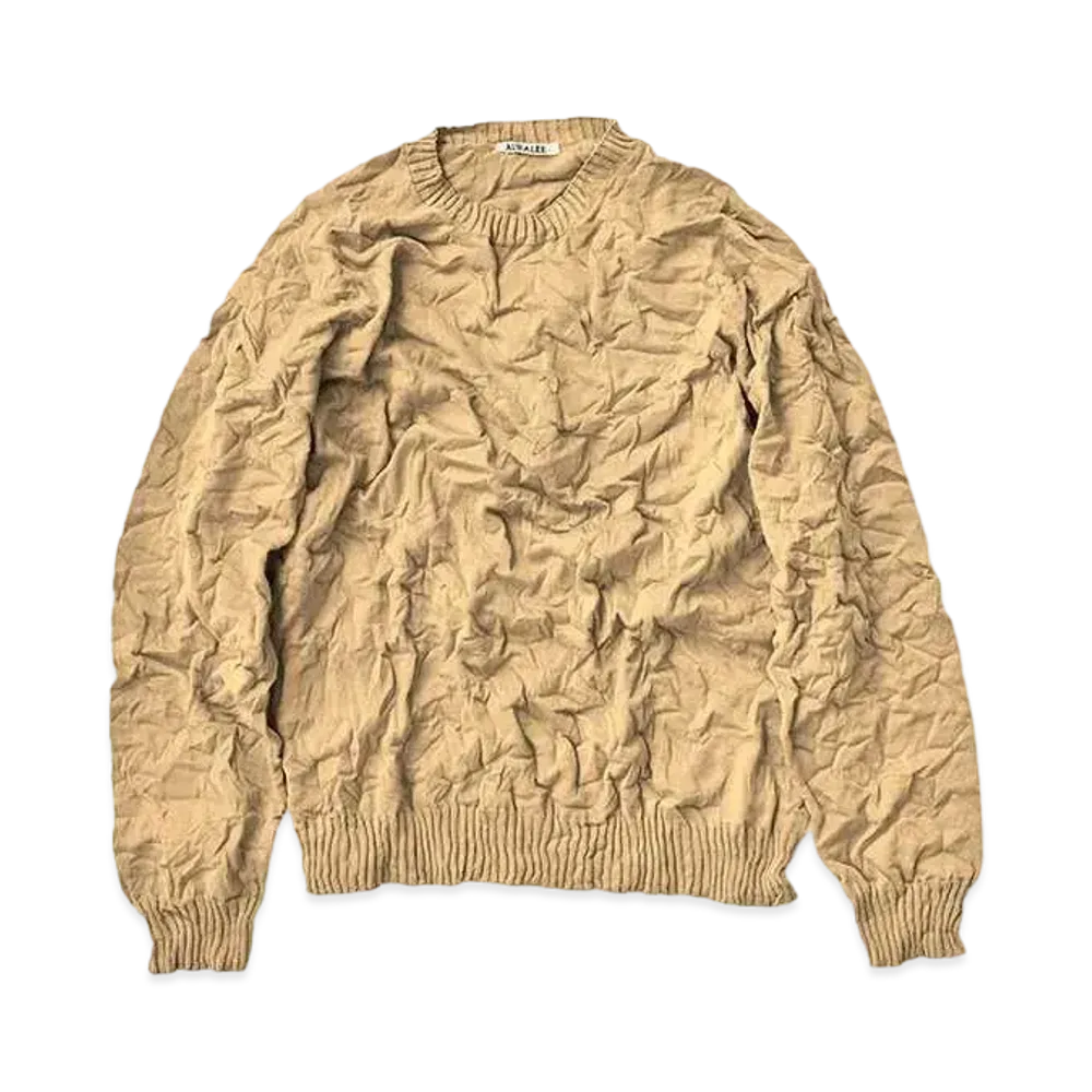 AURALEE Wrinkled Dry Cotton Knit P/O "Beige"