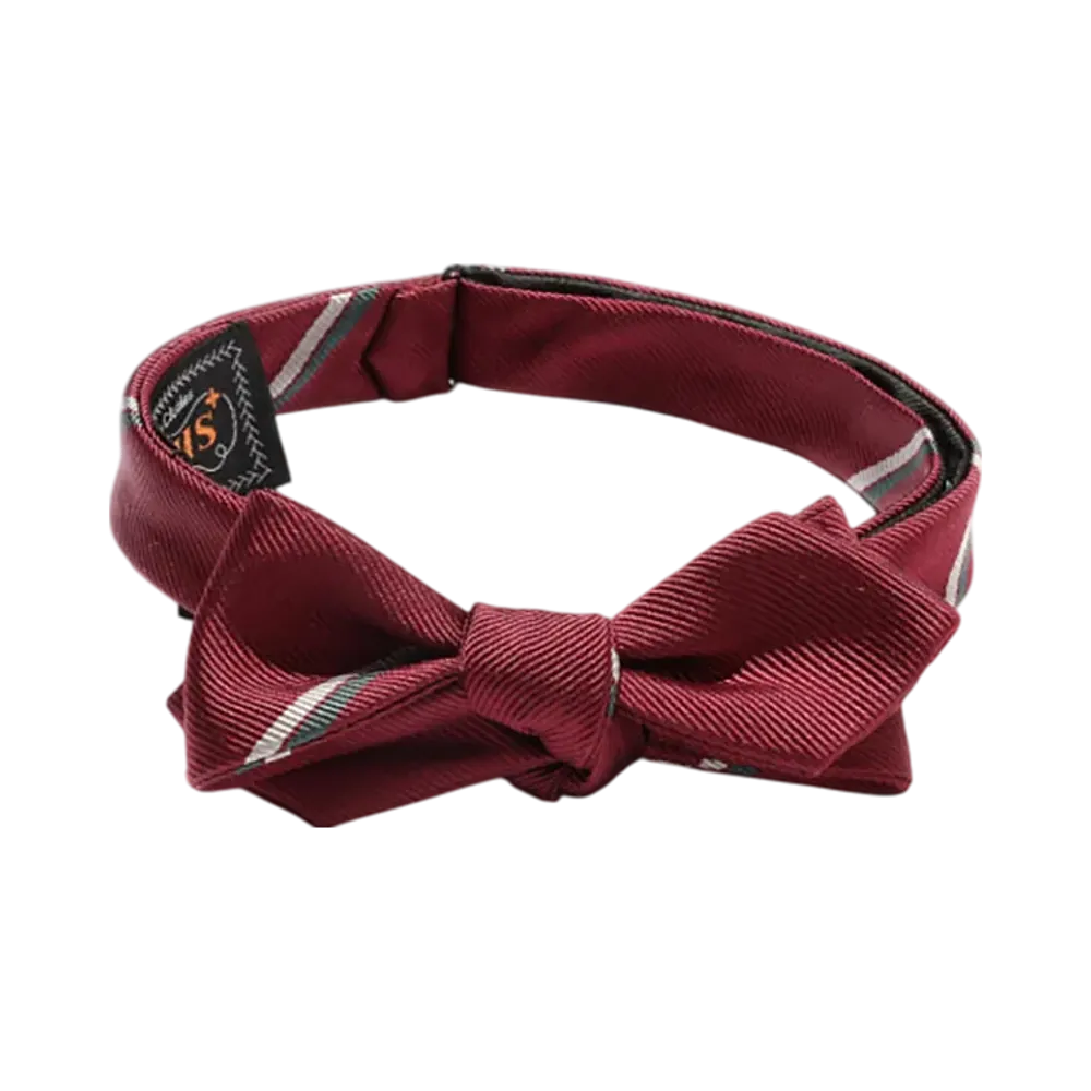 BEAMS Silk Bow Tie Wide Regimental "Wine"