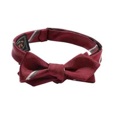 BEAMS Silk Bow Tie Wide Regimental "Wine"