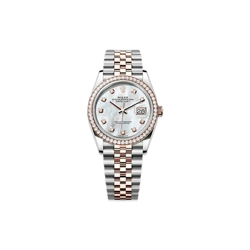 ROLEX Datejust 36mm Oystersteel & Everose Gold Diamond 126281RBR "White Mother-of-Pearl"