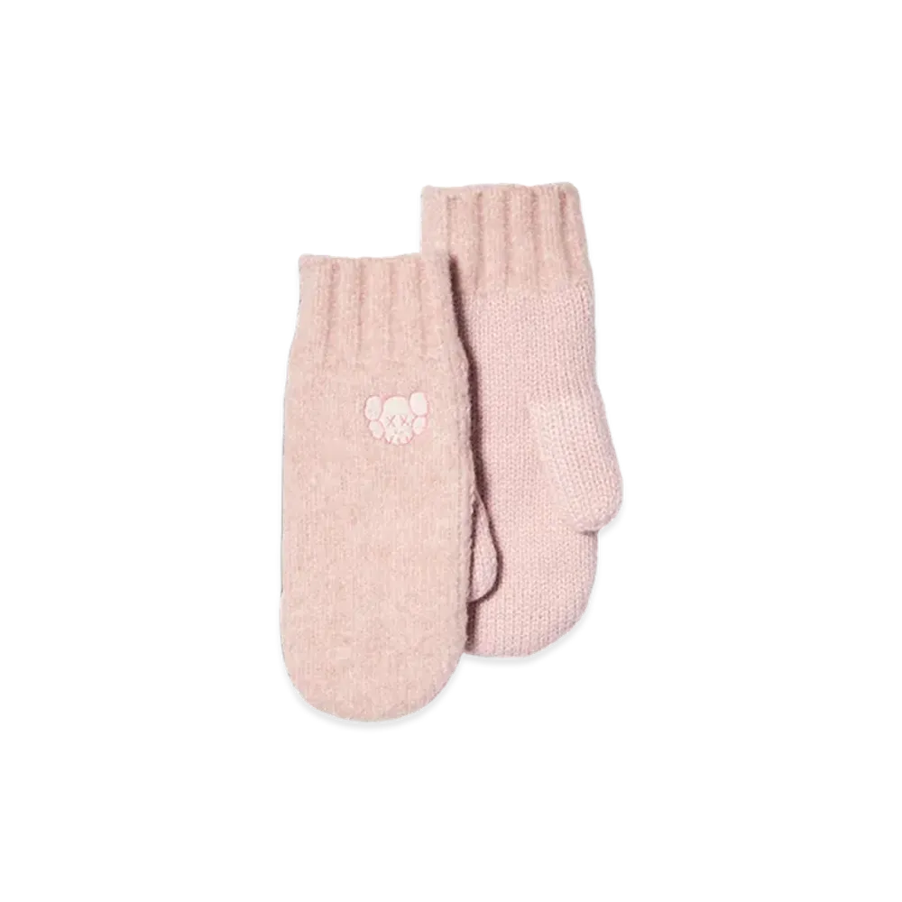 Uniqlo x KAWS Winter Kids Heattech Suffle Yarn Knit Mittens "Pink"