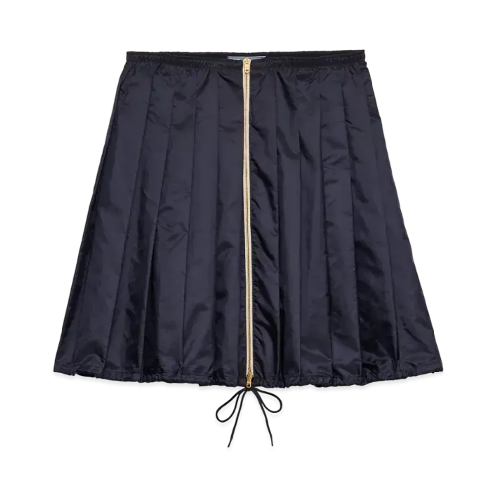 PRADA Women's Light Re-Nylon Pleated Skirt "Navy"