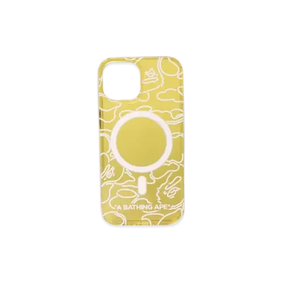 A BATHING APE Neon Camo Iphone 15 Clear Case "Orange"