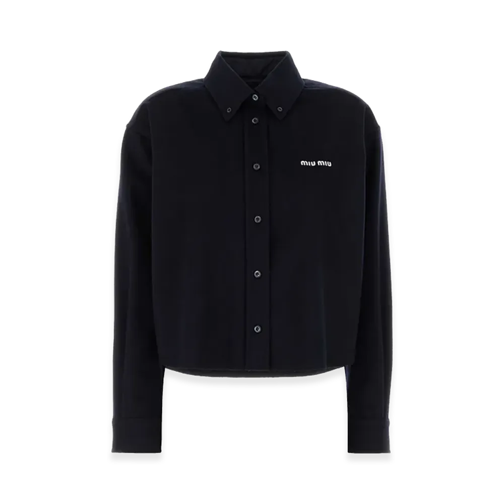 MIU MIU Women's Wool Blend Shirt "Navy Blue"