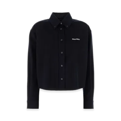 MIU MIU Women's Wool Blend Shirt "Navy Blue"