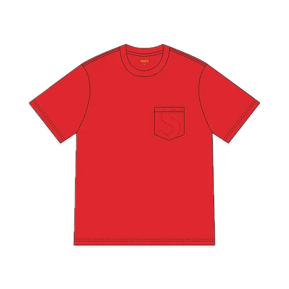 シュプリーム レーザー カット エス ロゴ ポケット Tシャツ "レッド"
