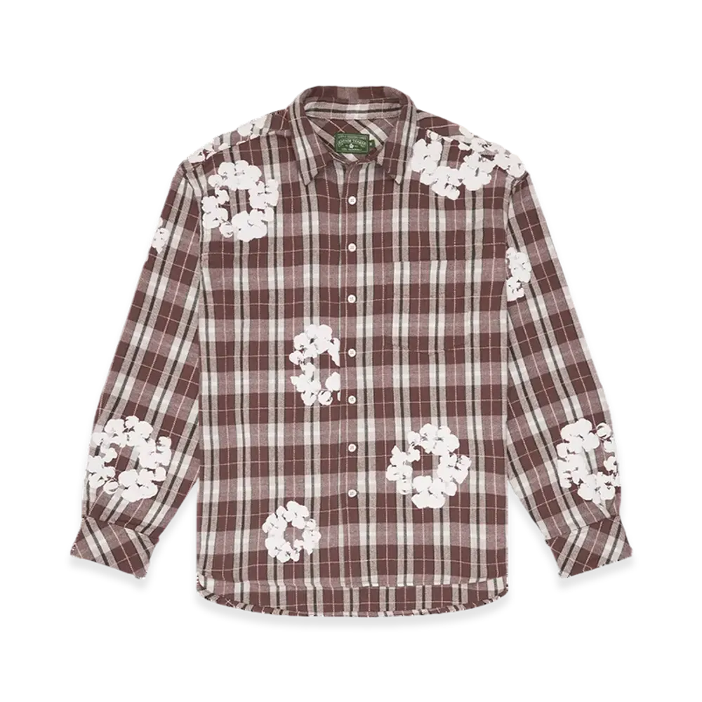 DENIM TEARS Cotton Wreath Flannel Shirt "Brown Plaid"