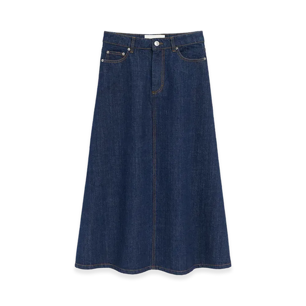 AMI PARIS Cotton Long Skirt "Blue"