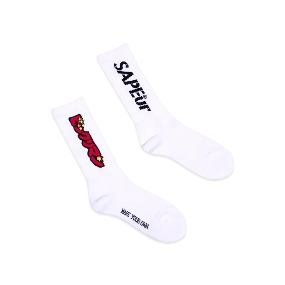 SAPEur x Bikkuriman Logo Crew Socks "White"