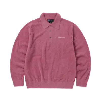 thisisneverthat Script Shaggy Knit Polo "Plum"