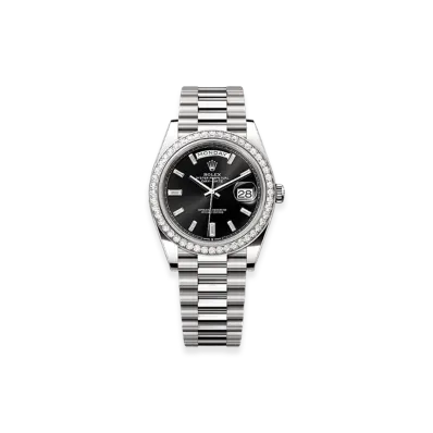ROLEX Day-Date 40mm White Gold Diamond 228349RBR "Bright Black"