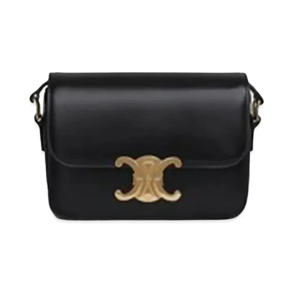 CELINE Teen Triomphe Bag in Shiny Calfskin "Black"
