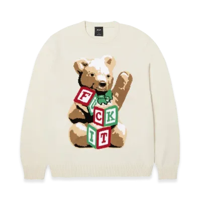 HUF WINTER 25 Gift Bear Intarsia Sweater "Linen"