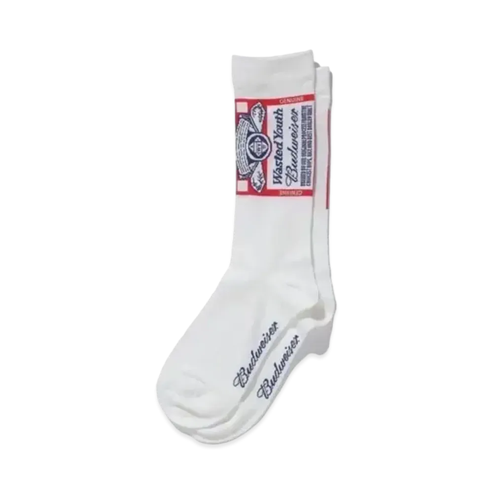 Wasted Youth Budweiser Whimsy Socks "White" / VERDY
