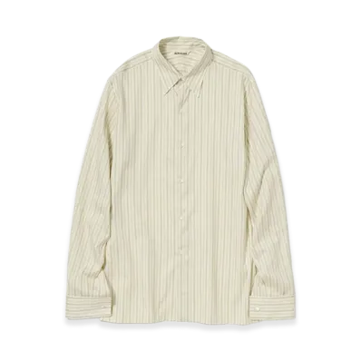 AURALEE Women's Cotton Silk Stripe Double-Cuff Shirt "Ivory Stripe"