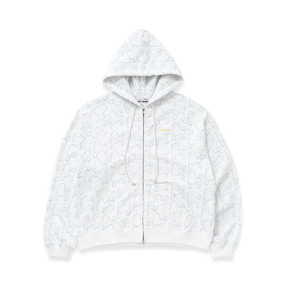 TTTMSW Dog Embroidery Zip Up Hoodie "White"