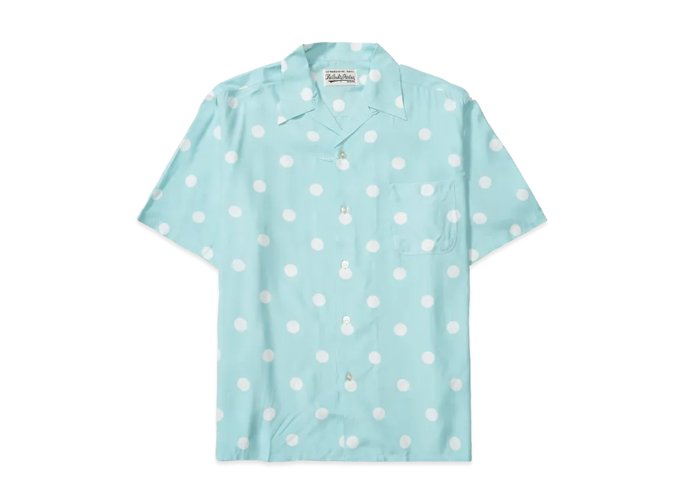 WACKO MARIA DOTS OPEN COLLAR SHIRT "Light Blue"