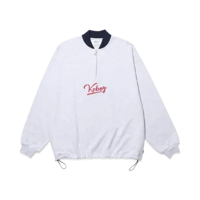 KEBOZ Half Zip Sweat Varsity Jacket "Gray"