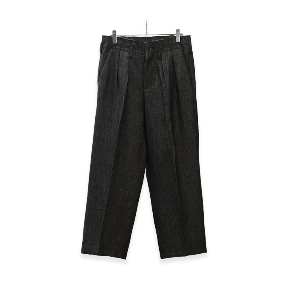 ANCELLM Shrink Wool Wide Slacks "Brown"