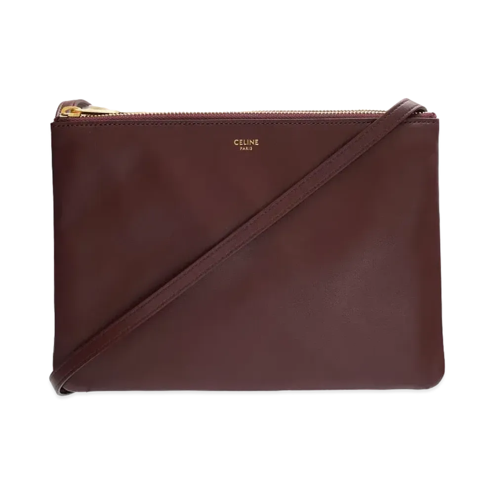 CELINE Large Trio Shoulder Bag In Smooth Lambskin "Burgundy"