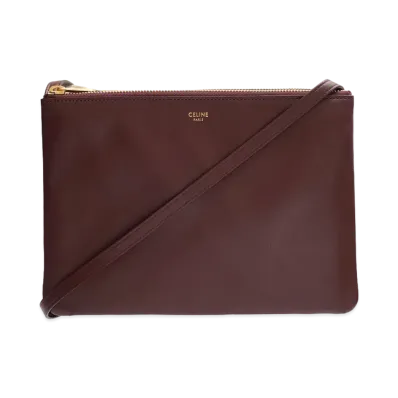 CELINE Large Trio Shoulder Bag In Smooth Lambskin "Burgundy"