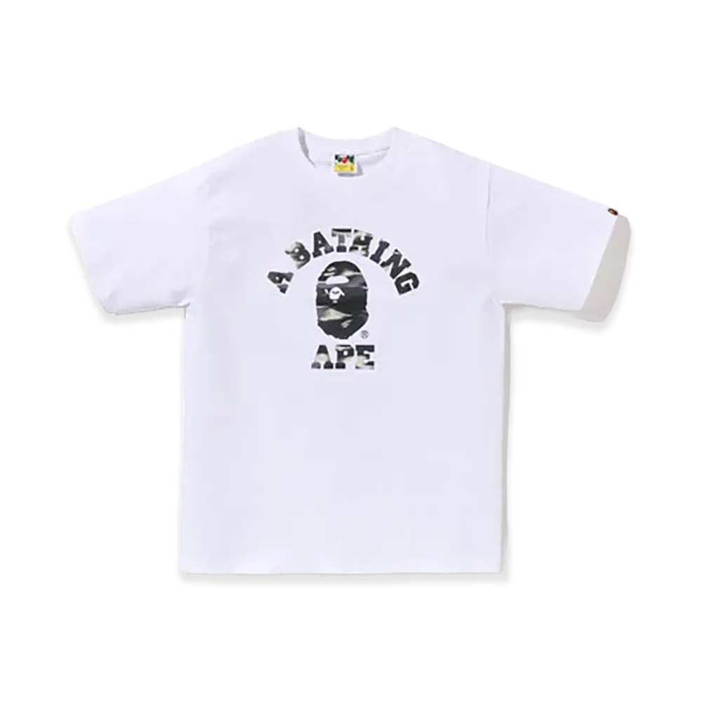 A BATHING APE Screen Camo College Tee "White/Black"