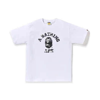 A BATHING APE Screen Camo College Tee "White/Black"