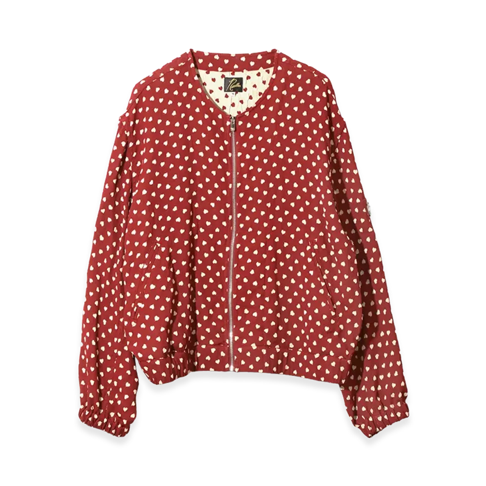 NEEDLES Line Crew Jacket Double Weave Jacquard "Red/Heart"