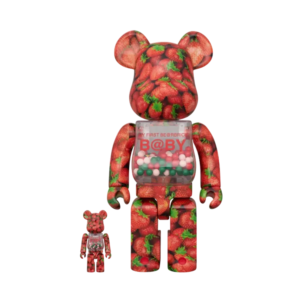 MEDICOM TOY "BEARBRICK" My First Bearbrick Baby Strawberry Ver. 100% & 400%