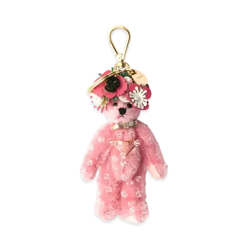 PRADA Teddy Bag Charm with Metal Ring "Pink"