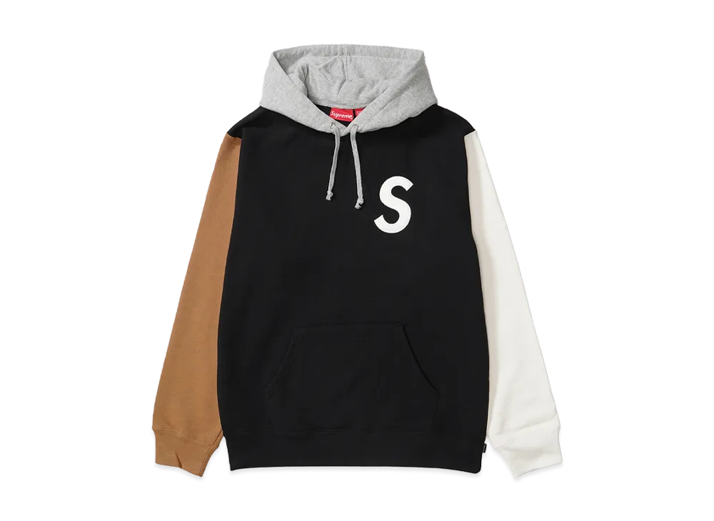 Supreme S Logo Colorblocked Hooded Sweatshirt "Black"