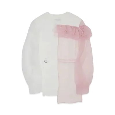 FACETASM Chiffon Longsleeve Belted Tee "White"