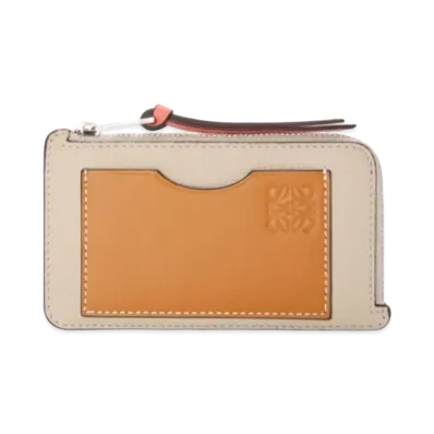 LOEWE Coin Cardholder In Soft Grained Calfskin "Light Oat/Honey"