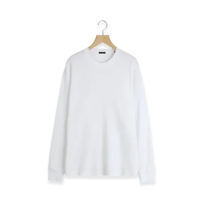 COMOLI Cotton Waffle L/S T-Shirt "White"