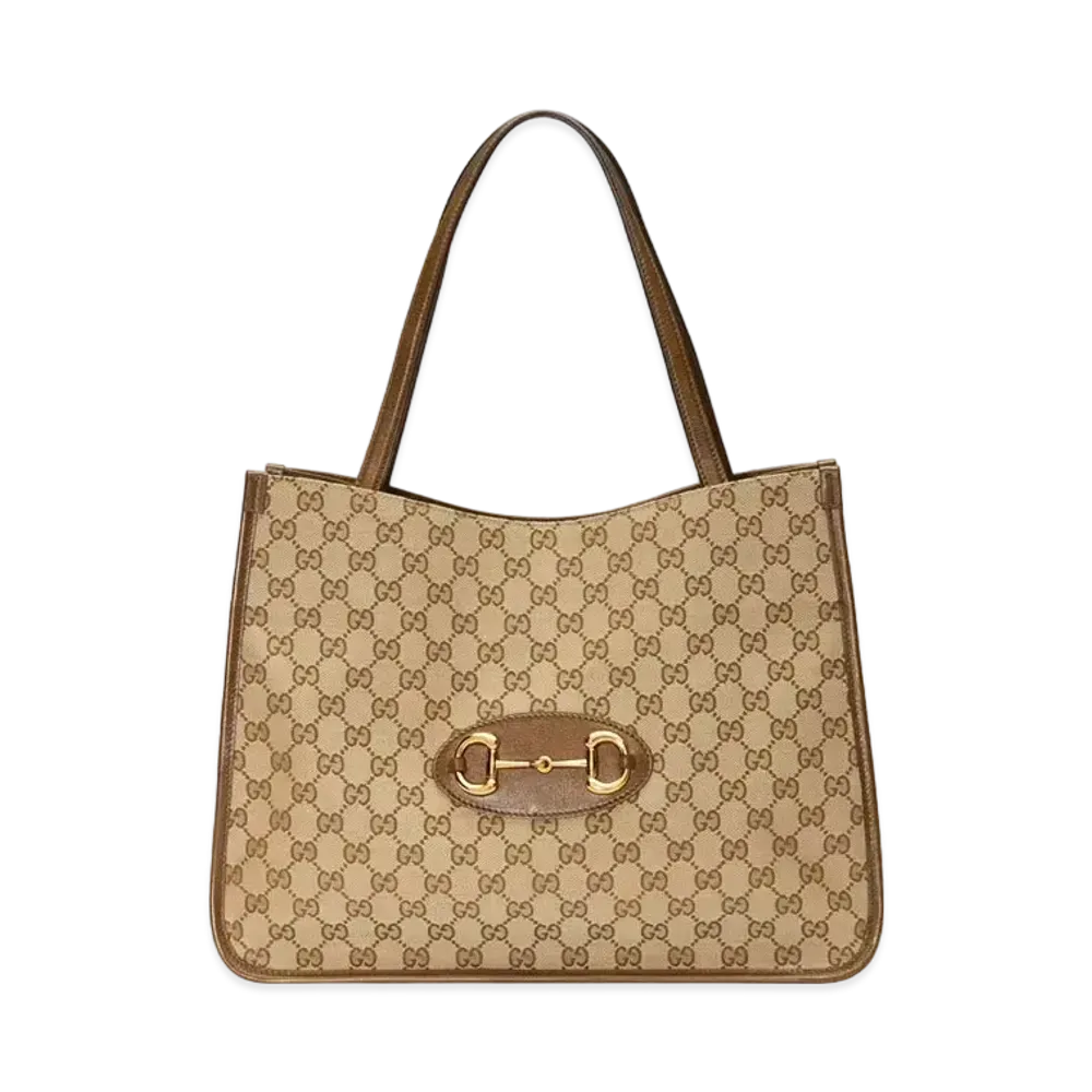 GUCCI Horsebit 1955 Tote Bag "Original GG/Brown"