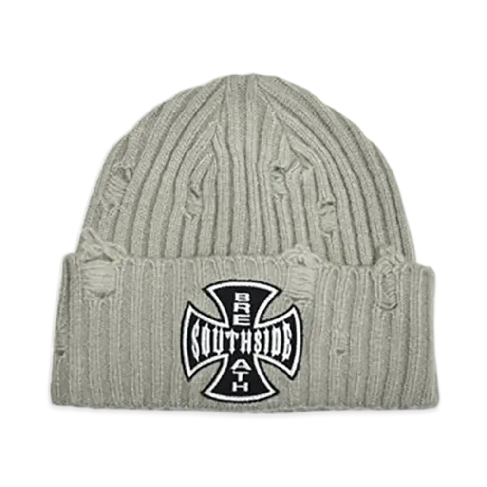 BREATH Southside Cross Damage Rib Beanie "Dust"